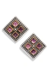 Konstantino Trillion Stone Stud Earrings In Silver/ Gold/ Rhodolite