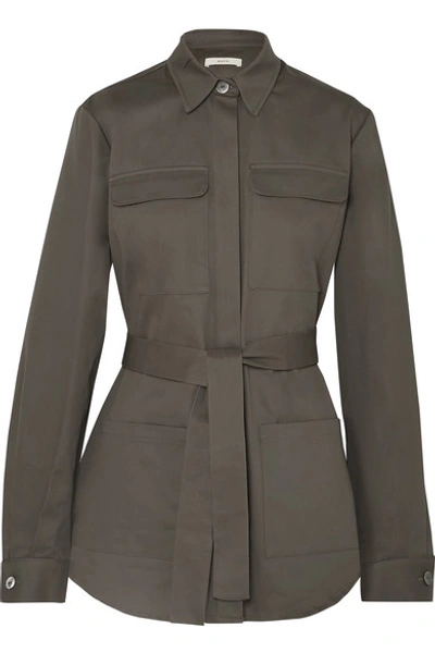 Matin Belted Cotton-twill Jacket In Army Green