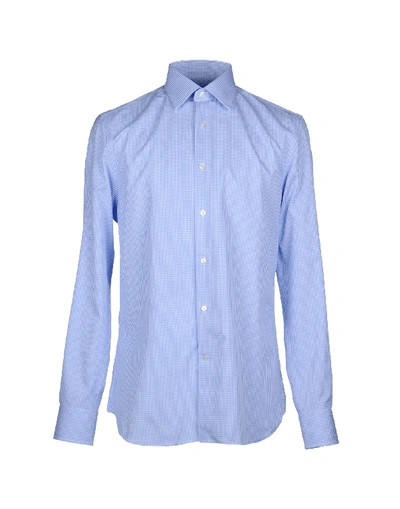 Hardy Amies Checked Shirt In Sky Blue