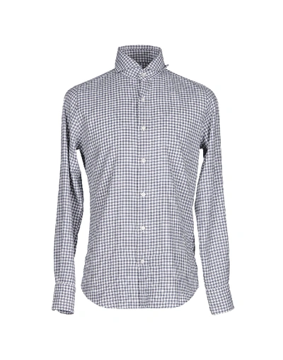 Finamore Checked Shirt In Lead