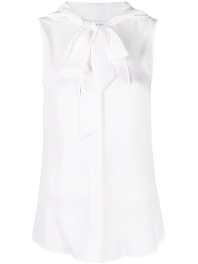 Moschino Hooded Pussy-bow Silk Blouse In White