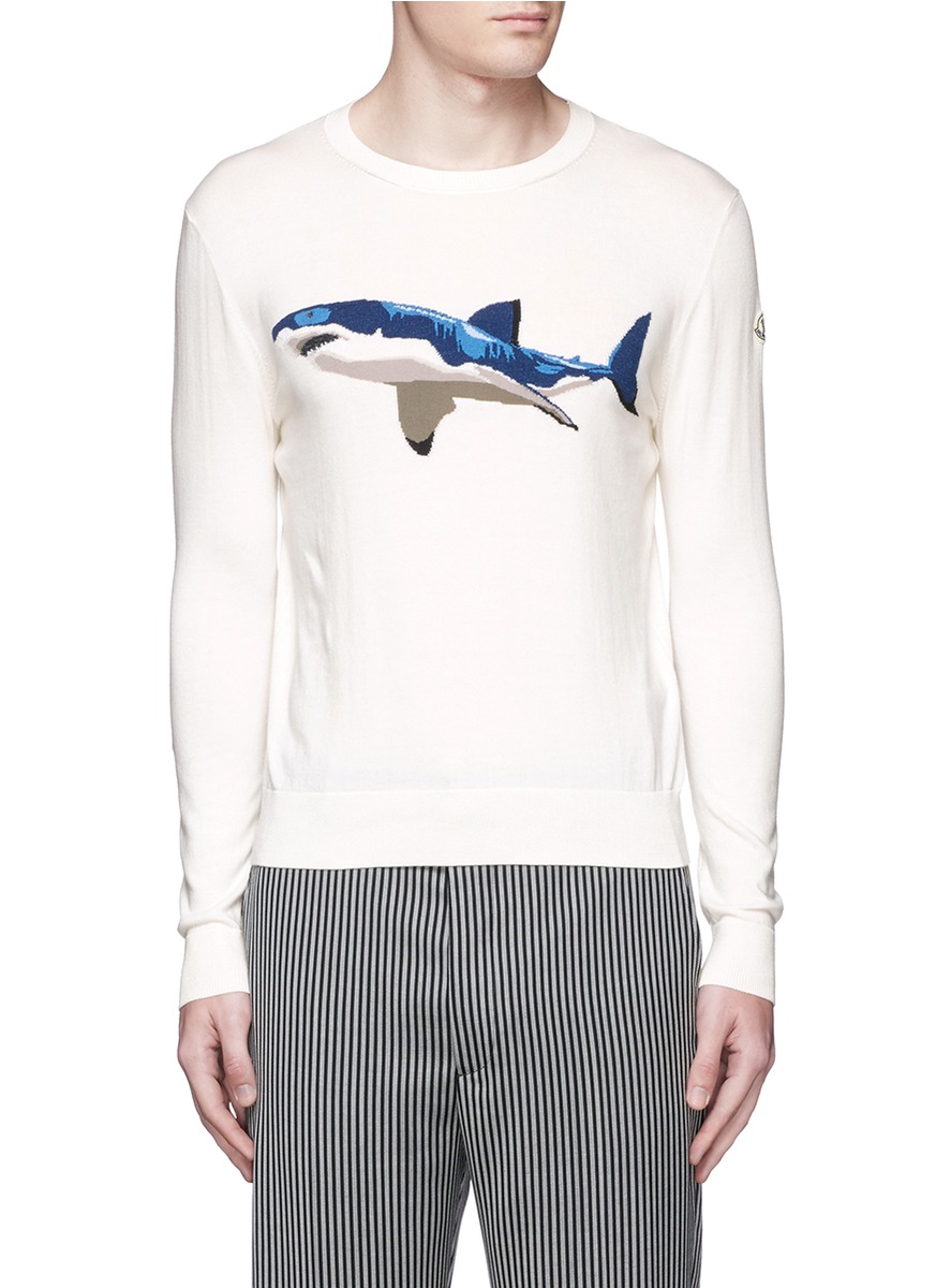 Moncler 鲨鱼图案纯棉针织衫 | ModeSens