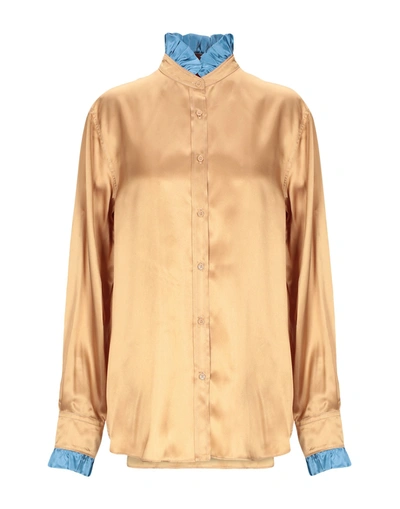 The Gigi Solid Color Shirts & Blouses In Gold