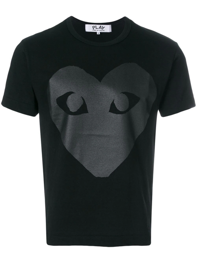 Comme Des Garçons Play Comme Des Garcons Play Black And Carbon Glossy Heart Logo T-shirt