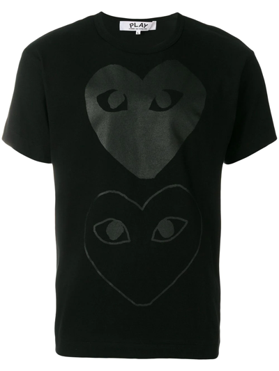 Comme Des Garçons Play Black Two Hearts T-shirt In 1 Black