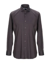 Caliban Solid Color Shirt In Dark Brown