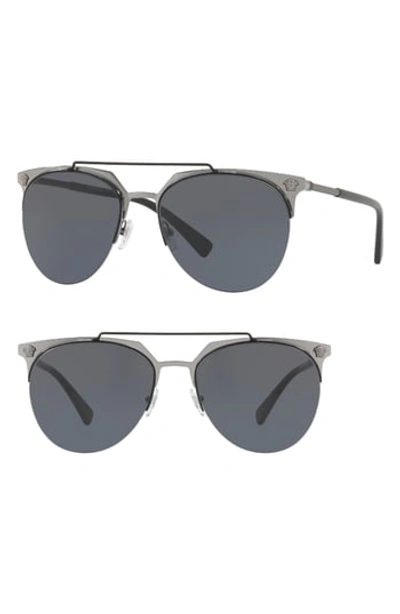 Versace 57mm Aviator Sunglasses - Matte Black