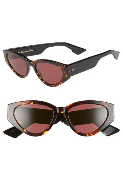 Dior Spirit 2 52mm Cat Eye Sunglasses - Yellow Red Havana | ModeSens