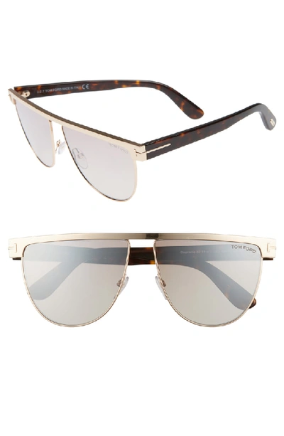 Tom Ford Stephanie 60mm Mirrored Sunglasses - Rose Gold/ Havana/ Silver