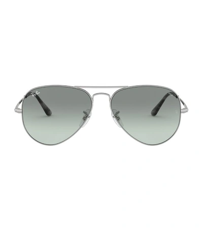 Ray Ban Gradient Metal Aviator Sunglasses In Silver
