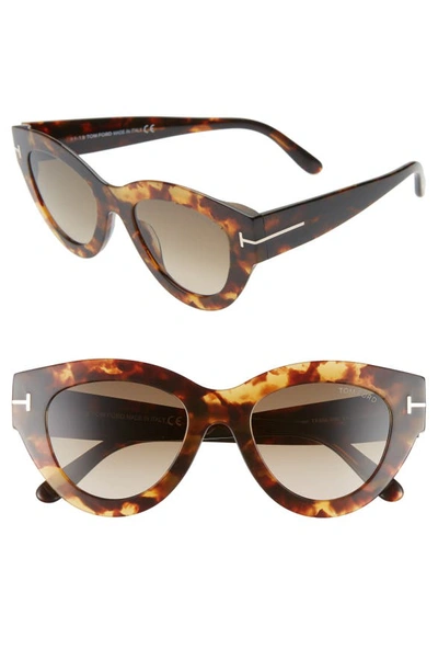 Tom Ford Slater 51mm Cat Eye Sunglasses - Havana/ Gradient Roviex In Grey-black