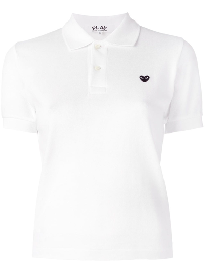 Comme Des Garçons Play Comme Des Garcons Play White Heart Patch Polo In Bianco