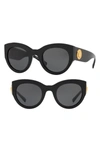 Versace Tribute 51mm Cat Eye Sunglasses In Black Solid
