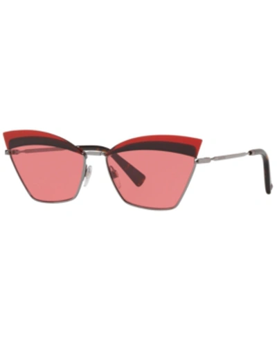 Valentino 60mm Cat Eye Sunglasses - Red/ Gunmetal