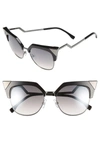 Fendi 54mm Metal Tipped Cat Eye Sunglasses - Black/ Dark Ruthenium