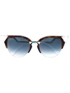 Fendi 54mm Metal Tipped Cat Eye Sunglasses - Havana/ Gold In Brown