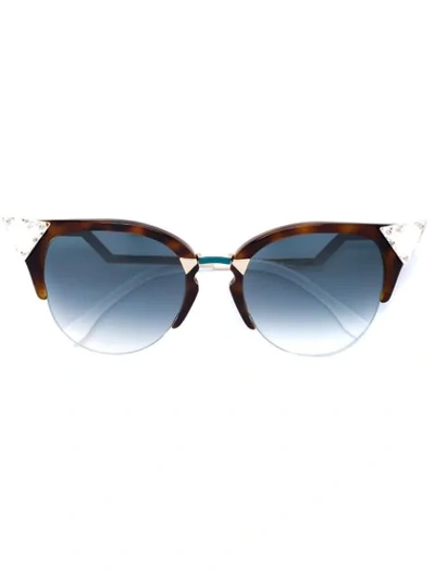 Fendi 54mm Metal Tipped Cat Eye Sunglasses - Havana/ Gold In Brown