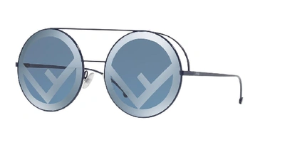 Fendi Round Logo-lenses Sunglasses In Blue