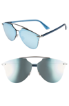 Dior Reflected Prism 63mm Oversize Mirrored Brow Bar Sunglasses In Ruthenium/ Blue