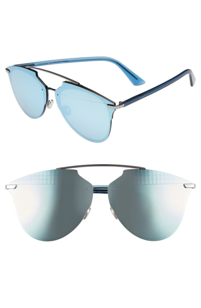 Dior Reflected Prism 63mm Oversize Mirrored Brow Bar Sunglasses In  Ruthenium/ Blue | ModeSens