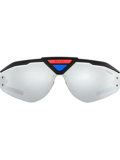 Prada Irregular Sunglasses In F02b0 Chromed Lenses