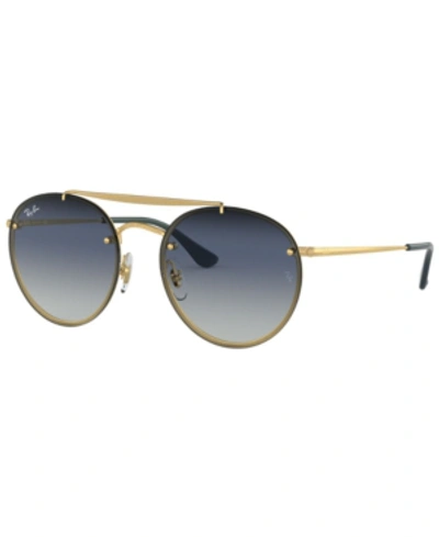 Ray Ban Round Lens-over-frame Metal Sunglasses In Blue Gradient Mirror