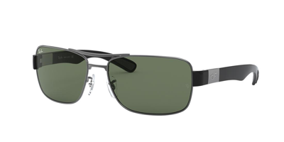 Ray Ban Rb3522 Sunglasses Gunmetal Frame Green Lenses 64-17 In Green Classic