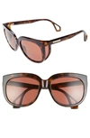 Gucci 57mm Cat Eye Sunglasses - Shny Dk Hav Mazzu/brn Solid In Brown