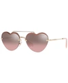 Miu Miu Heart-shaped Mirrored Sunglasses In Pink