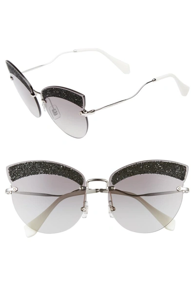 Miu Miu Scenique Evolution 65mm Cat Eye Sunglasses - Silver Gradient