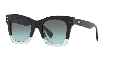 Fendi Two-tone Acetate Cat-eye Sunglasses In Black/blue