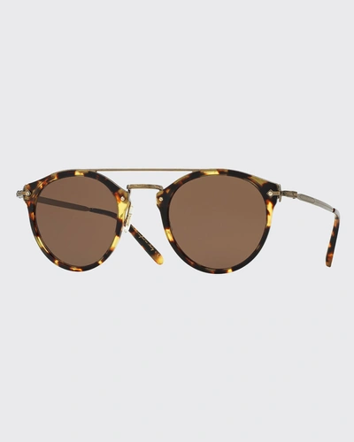 Oliver Peoples Remick Monochromatic Brow-bar Sunglasses, Brown In Dark Brown