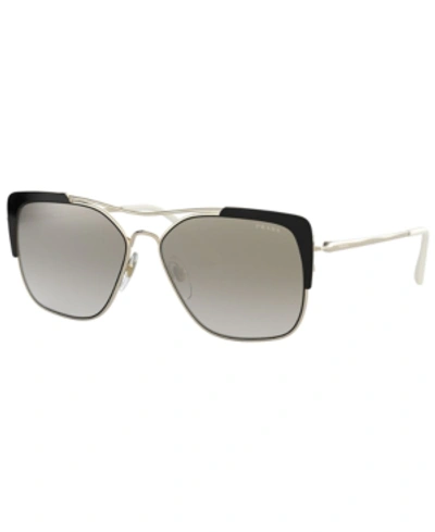 Prada Metal Rectangle Sunglasses In Gradient Grey Mirror Silver