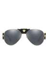 Versace Medusa 62mm Aviator Sunglasses - Pale Gold/ Black Mirror