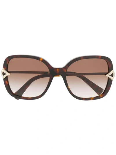 Bvlgari Embellished Square Sunglasses In Brown Gradient