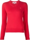 Comme Des Garçons Play V-neck Sweater In Red