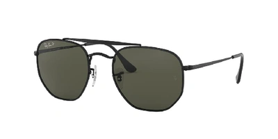Ray Ban Ray-ban Unisex Marshal Polarized Hexagonal Sunglasses, 54mm In Black/green Solid Polarized