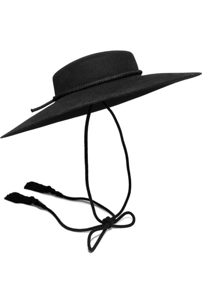 Saint Laurent Rope-trimmed Rabbit-felt Fedora In Black