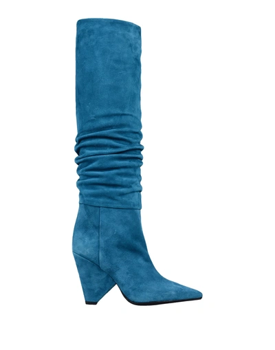 Anna F. Knee Boots In Turquoise
