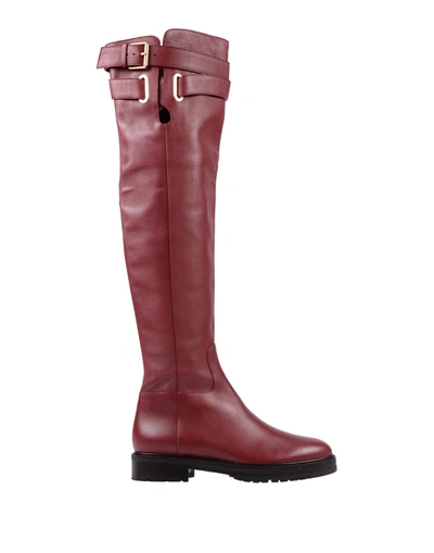 Valentino Garavani Knee Boots In Red