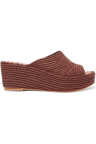 Carrie Forbes Karim Woven Raffia Wedge Sandals In Taupe