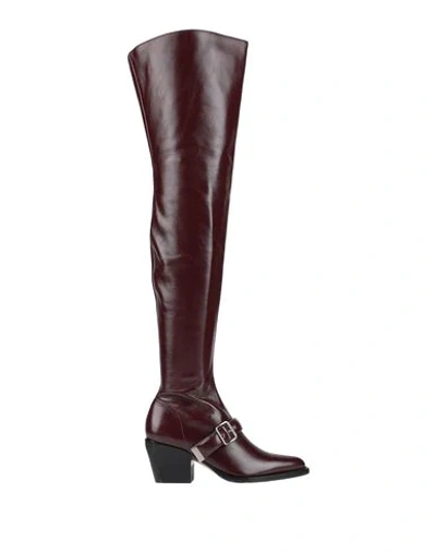 Chloé Knee Boots In Red