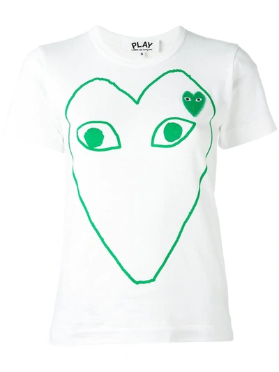 Comme Des Garçons Play Logo Outline Print T-shirt In White