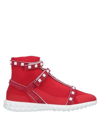 Valentino Garavani The Rockstud Bodytech Suede-trimmed Paneled Stretch-knit Sneakers In Rosa