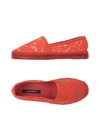 Dolce & Gabbana Red Lace Cotton Espadrilles Flats Shoes