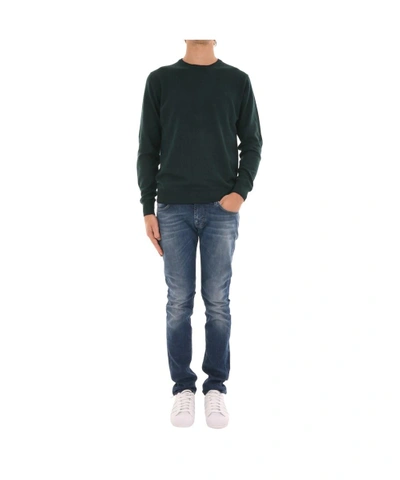 Trussardi Wool And Cotton Blend Sweater In Moss Green - Violet