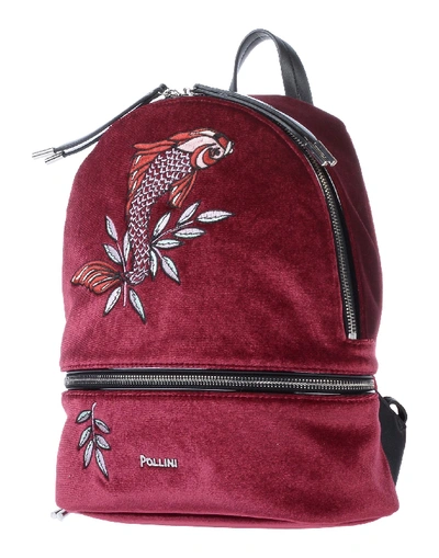 Pollini Backpack & Fanny Pack In Maroon