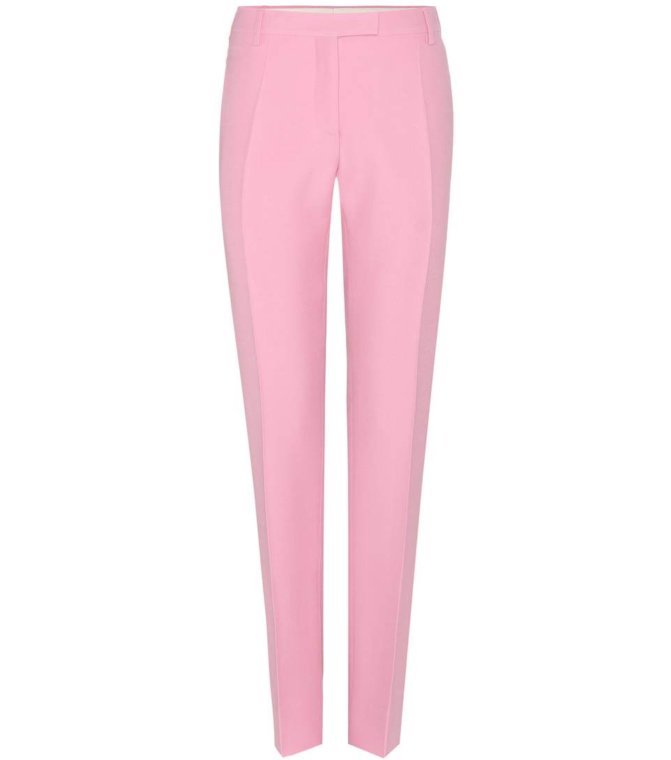 Valentino Virgin Wool And Silk Trousers In Pink | ModeSens