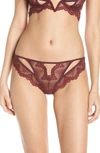 Thistle & Spire Kane Cutout Lace Thong In Cherry