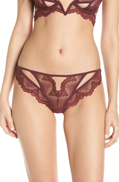 Thistle & Spire Kane Cutout Lace Thong In Cherry